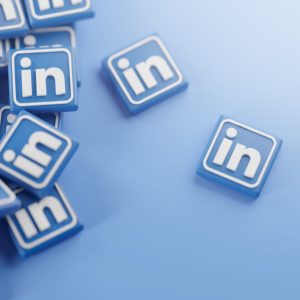 A Bunch of LinkedIn Logos. Copy Space Banner Background 3D Rendering